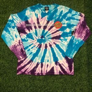 Blue/Purple Tie-Dye Santa Cruz Graphic Long Sleeve